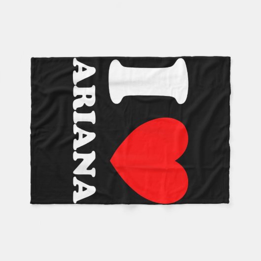 Zwart Wit Ik hou van Ariana Fleece Deken (Voorkant (Horizontaal))