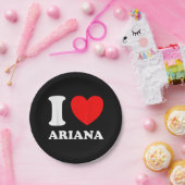 Zwart Wit Ik hou van Ariana Papieren Bordje (Feest)