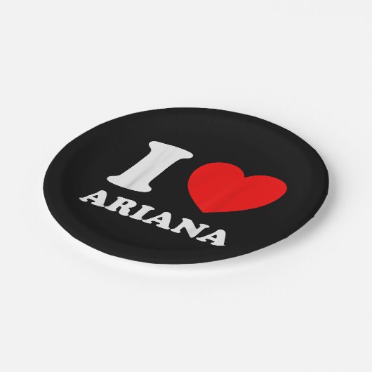 Zwart Wit Ik hou van Ariana Papieren Bordje (Gekanteld)