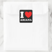 Zwart Wit Ik hou van Ariana Vierkante Sticker (Tas)