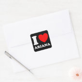 Zwart Wit Ik hou van Ariana Vierkante Sticker (Envelop)