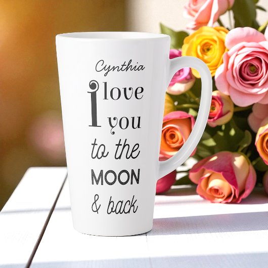 Zwart wit Ik hou van je naar de maan en achterste  Latte Mok