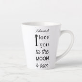 Zwart Wit Ik hou van je naar de maan Typografie Latte Mok (Rechts)