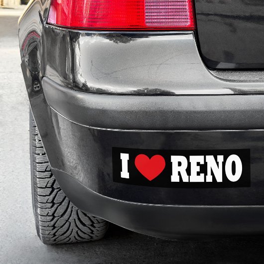 Zwart-wit Ik hou van Reno Bumpersticker