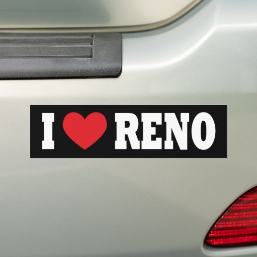 Zwart-wit Ik hou van Reno Bumpersticker (Op auto)