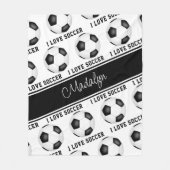 zwart wit Ik hou van tekstpatroon voetbal Fleece Deken (Voorkant)