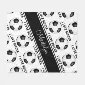 zwart wit Ik hou van tekstpatroon voetbal Fleece Deken (Voorkant (Horizontaal))