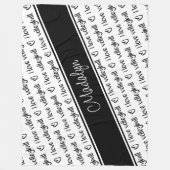 zwart wit Ik hou van volleybaltekstpatroon Fleece Deken (Voorkant)