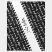 zwart wit Ik hou van volleybalwoordpatroon Fleece Deken (Voorkant)