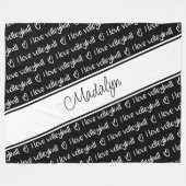 zwart wit Ik hou van volleybalwoordpatroon Fleece Deken (Voorkant (Horizontaal))