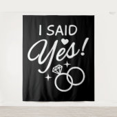 Zwart-wit Ik zei Ja Verlovingsfeest Wandkleed (Voorkant)