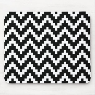 Zwart-wit Ika Zigzag Geometric Pattern Muismat