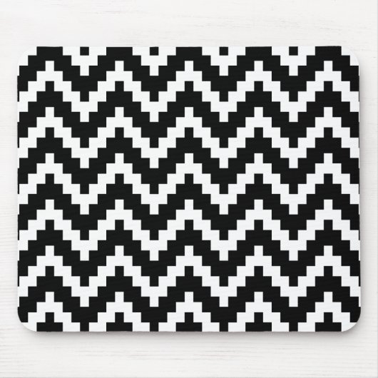 Zwart-wit Ika Zigzag Geometric Pattern Muismat (Voorkant)