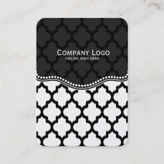 Zwart & Wit Ikat Quatrefoil Modern Patroon Visitekaartje (Voorkant)
