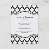 Zwart & Wit Ikat Quatrefoil Modern Patroon Visitekaartje (Achterkant)