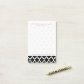 Zwart & Wit Ikat Quatrefoil Patroon Post-it® Notes (Op bureau)