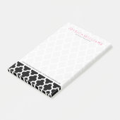 Zwart & Wit Ikat Quatrefoil Patroon Post-it® Notes (Schuin)