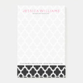 Zwart & Wit Ikat Quatrefoil Patroon Post-it® Notes (Voorkant)