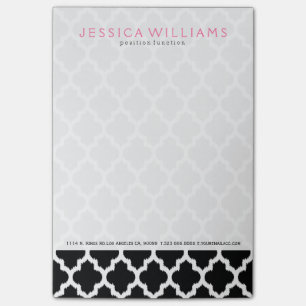 Zwart & Wit Ikat Quatrefoil Patroon Post-it® Notes