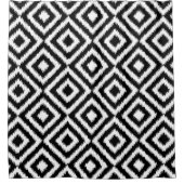 Zwart-wit Ikat Squares Mosaic Art Patroon Douchegordijn (Voorkant)