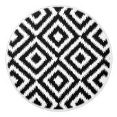 Zwart-wit Ikat Squares Mosaic Art Patroon Keramische Knop (Voorkant)