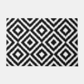 Zwart-wit Ikat vierkanten mozaïek kunstpatroon Deurmat (Voorkant)