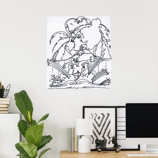 zwart-wit illustratie 60s poster (Thuiskantoor)