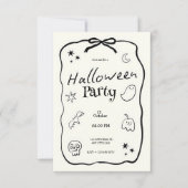 Zwart-wit illustratief Halloween feest Kaart (Voorkant)