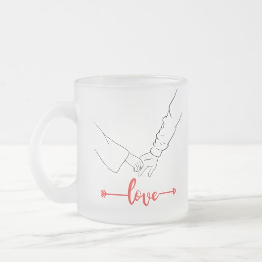 Zwart-wit illustratieve Holding Hands paar Matglas Koffiemok (Links)