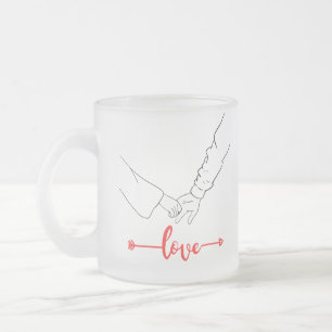 Zwart-wit illustratieve Holding Hands paar Matglas Koffiemok