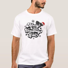 Zwart-wit Illustreren Vrolijk Kerstfeest T-shirt