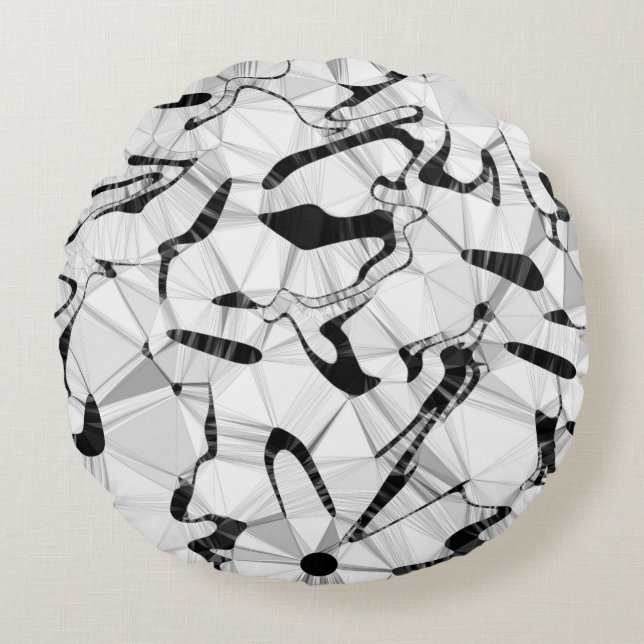 Zwart-wit in bewegingsronde kussen (Voorkant)