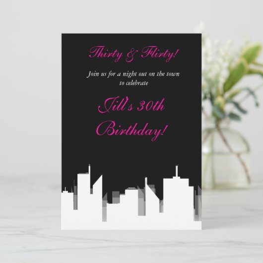 Zwart & Wit in de Stad Feest Uitnodigingen (Staand voorkant)