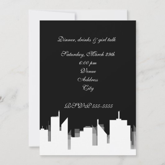 Zwart & Wit in de stad Feestuitnodigingen Kaart (Achterkant)