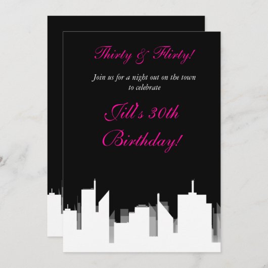 Zwart & Wit in de stad Feestuitnodigingen Kaart (Voorkant / Achterkant)