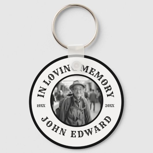 Zwart-wit 'In Loving Memory'-fototribute Sleutelhanger (Voorkant)