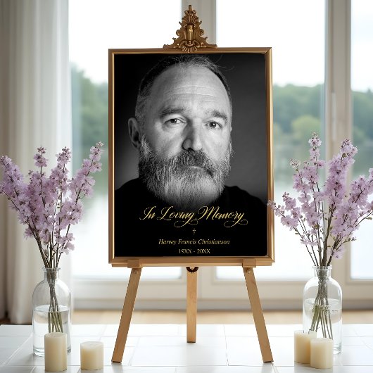 Zwart & Wit In Loving Memory Huldiging met Foto Poster