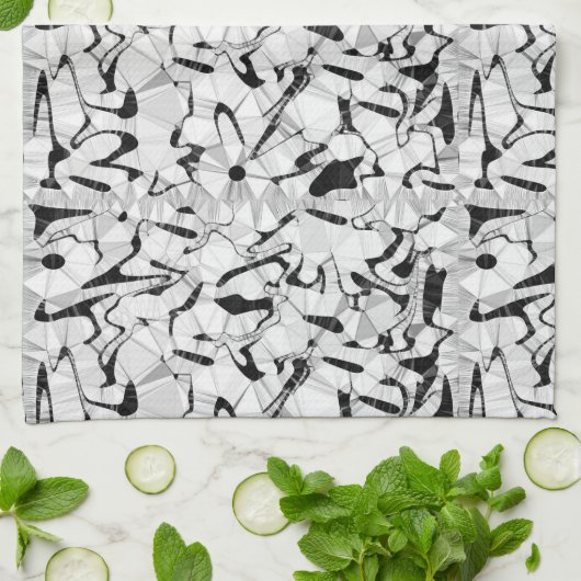 Zwart-wit in Motion Tea Towel Theedoek (Gevouwen)