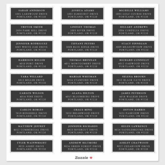 Zwart-Wit | Individuele gast Adresetiketten Sticker (Vel)