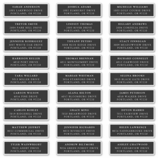 Zwart-Wit | Individuele gast Adresetiketten Sticker (Voorkant)