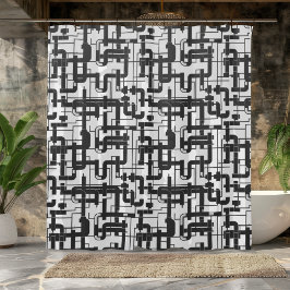 Zwart-wit industrieel design douchegordijn