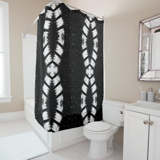 Zwart-wit Infinite Douchegordijn (In situ)