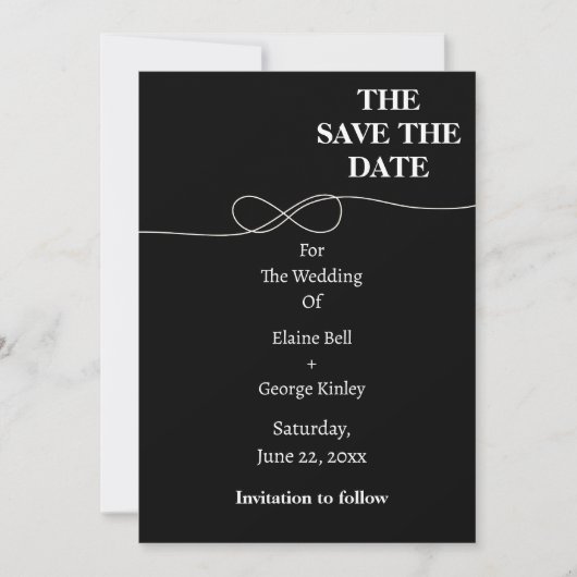 Zwart-wit Infinity Sla de datum op Save The Date (Voorkant)
