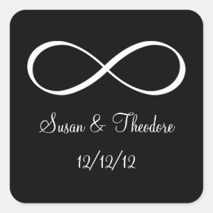 Zwart-wit Infinity Symbool Save the Date Vierkante Sticker