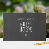 Zwart-wit Informal Rustic Wedding Guest Book Gastenboek