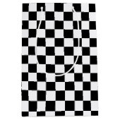 Zwart-wit ingecheckt medium cadeauzakje (Voorkant)