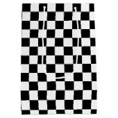 Zwart-wit ingecheckt medium cadeauzakje (Achterkant)