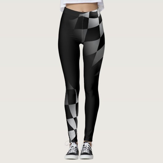 Zwart/wit ingeschakeld leggings (Voorkant)