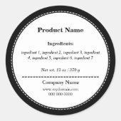 Zwart-wit ingrediëntenlijst Label Sticker (Voorkant)