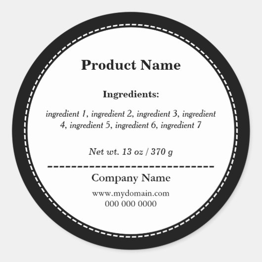 Zwart-wit ingrediëntenlijst Label Sticker (Voorkant)